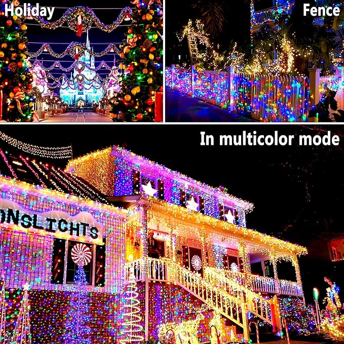 KNONEW 403FT 1000 LED Christmas Lights Color Changing Outdoor String Lights with 11 Modes & Timer Fairy Light Plug in Waterproof Fairy Lights for Xmas Yard Tree Wedding Party(Warm White to Multicolor)
