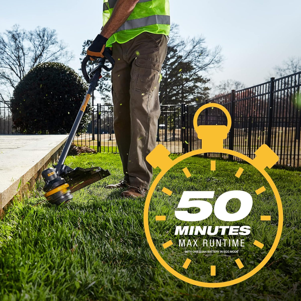 Cat DG610 60V 15” Brushless String Trimmer Cordless with Dual Line Bump Feed Head, Edger with Quick Line Load, Weed Trimmer with ECO Mode for Extended Runtime – Battery & Charger Included