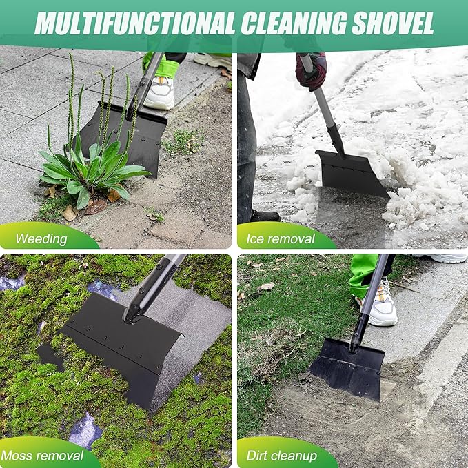 Suchtale Manual Edger Lawn Tool, Multifunctional Garden Cleaning Shovel - Heavy Duty Steel Flat with 54" Adjustable Handle, Gardening Scraper, Outdoor Spade Tool for Weeding, Digging, Ice Removal