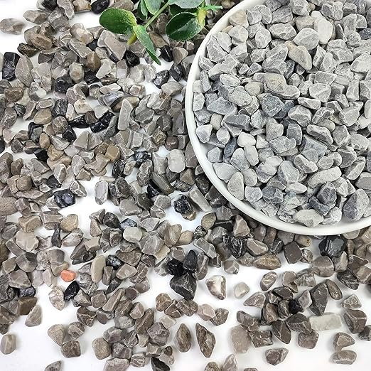 2lbs Grey Pebbles for Landscaping, 3/8inch Small Rocks for Succulent Cactus Plants, Natural Polished Pebbles, River Rocks for Plants, Vases, Gardening