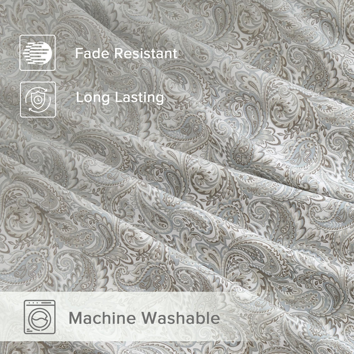 Comfort Spaces 100% Cotton Percale Sheets Queen Size 4 Piece, Paisley Multi