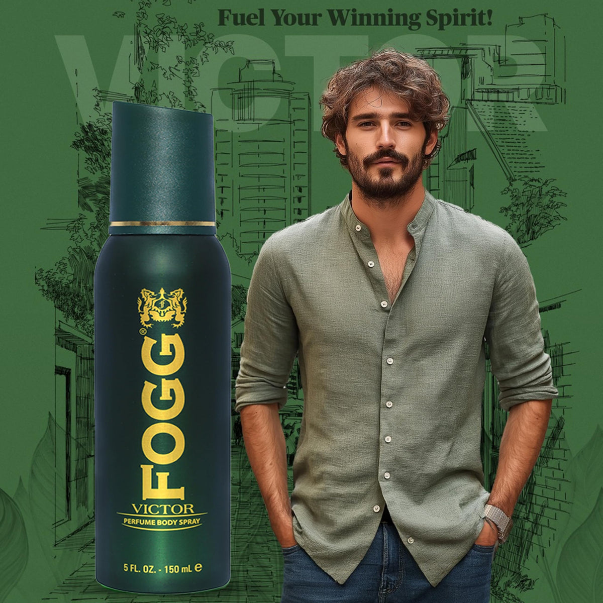 Victor by Fogg - Mens Body Spray - Fresh Spicy Woody Fragrance Body Spray - Top Notes of Grapefruit, Bergamot, Patchouli, and Cinnamon - 5 oz