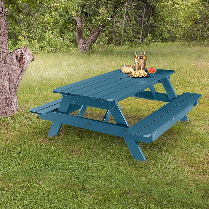 highwood Hometown Picnic Table, 6 Foot, Nanatucket Blue