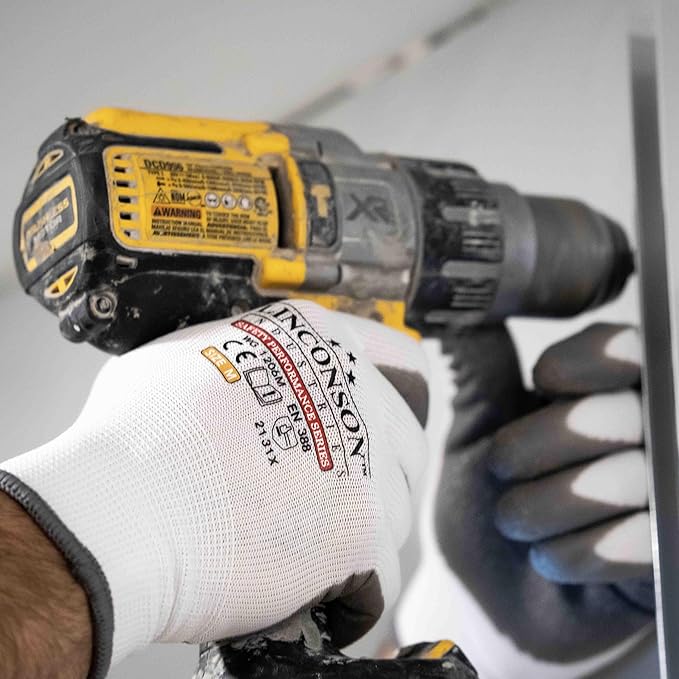 linconson 12 Pack Safety Performance Series Construction Mechanics Wrinkle Latex Work Gloves