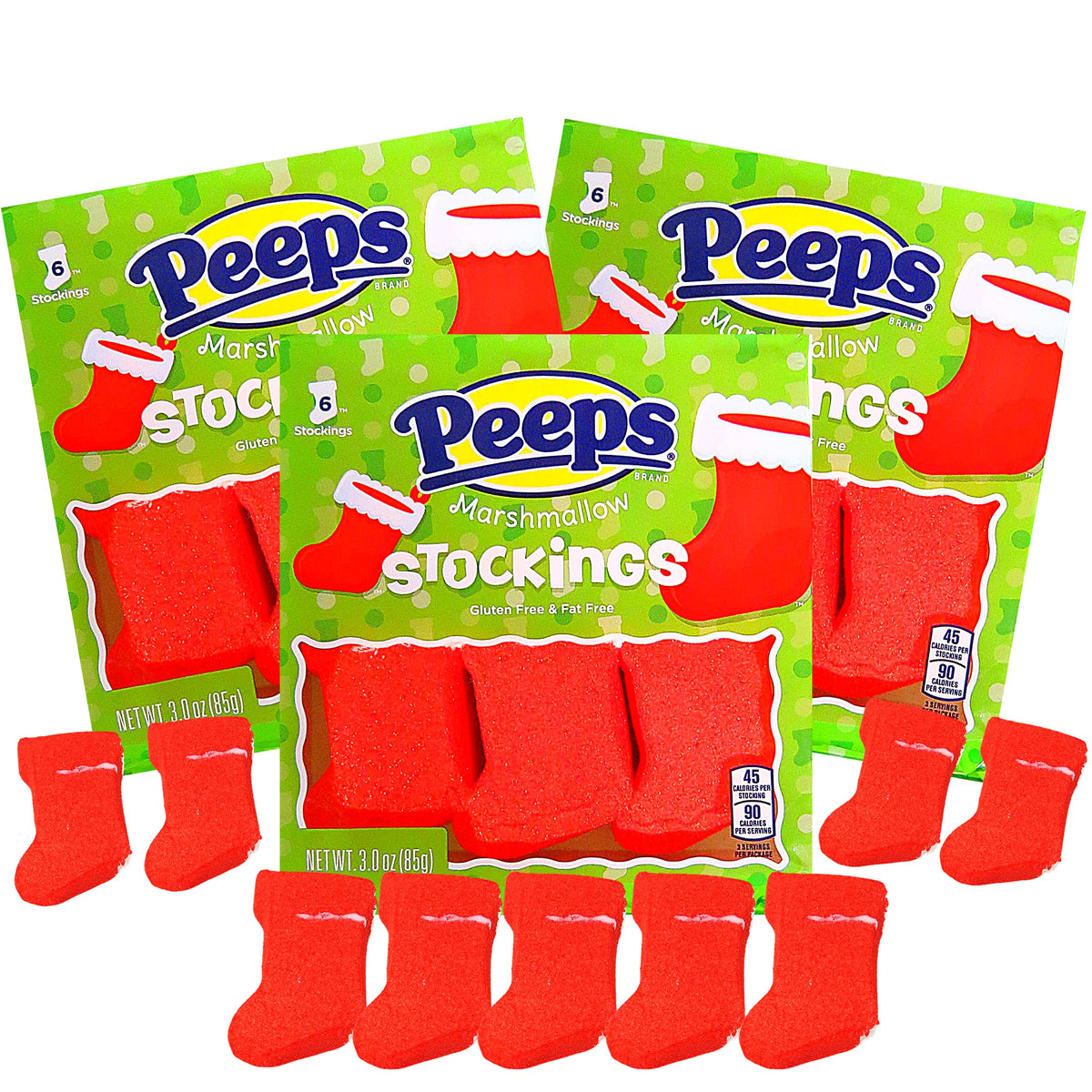 Needzo Christmas Marshmallow Candy Stockings, Red Sugar Coated Character Shaped Marshmallows, Festive Candy Party Favor or Stocking Stuffer (Pack