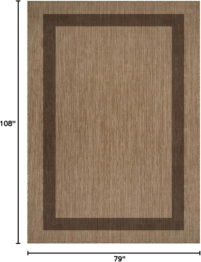 CAMILSON Outdoor Rug 6x9 - Modern Outside Rugs for Patios Porches Waterproof Durable Washable Non-Shedding, Easy-to-Clean Indoor Outdoor Area Carpet (6 x 9, Bordered - Jute)