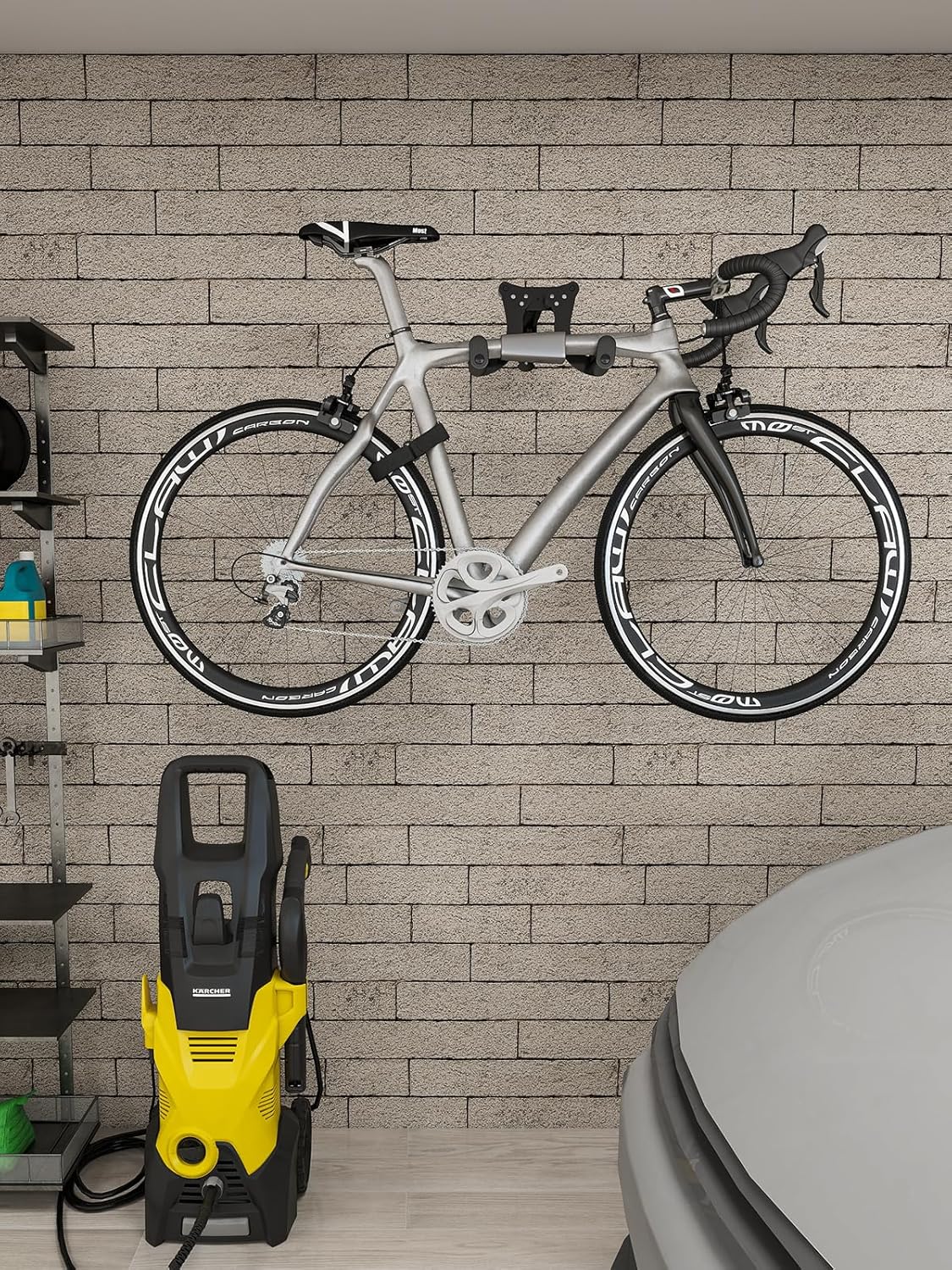 YORKING Bike Wall Mount, Horizontal Wall Mount Hanger Holds Up to 55Lbs Bike Indoor Storage Rack Hook with 5 Adjustable Levels, Extends to Fit 32.6" Handlebars for 1 Bicycle in Home Garage – Black