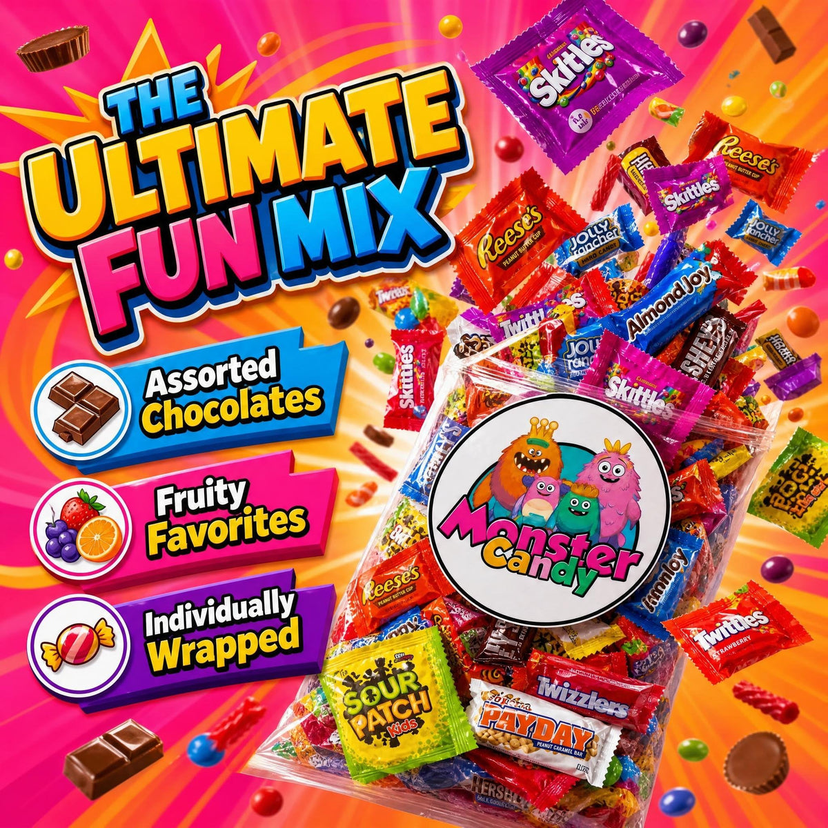 Chocolate and Candy Party Favor Mix - 8 lb Pinata Stuffers - Goodie Bag Stuffers for Kids Party Favors - Chocolate Candy Variety Pack Bulk - Bulk