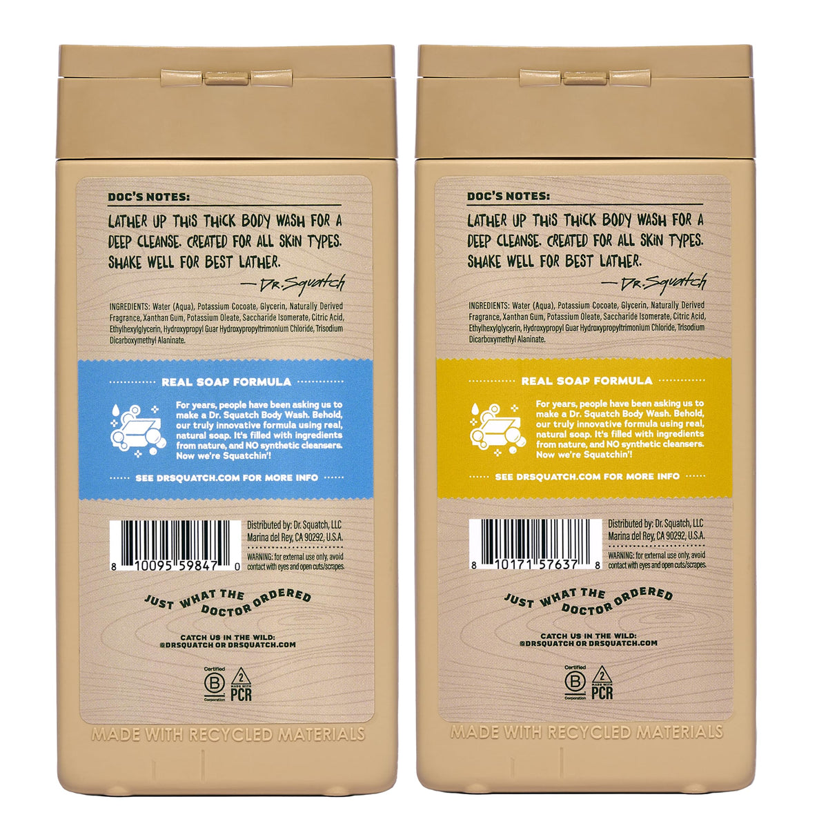 Dr. Squatch Natural Men's Body Wash, Moisturizing Shower Gel (14oz, 2-Pack)