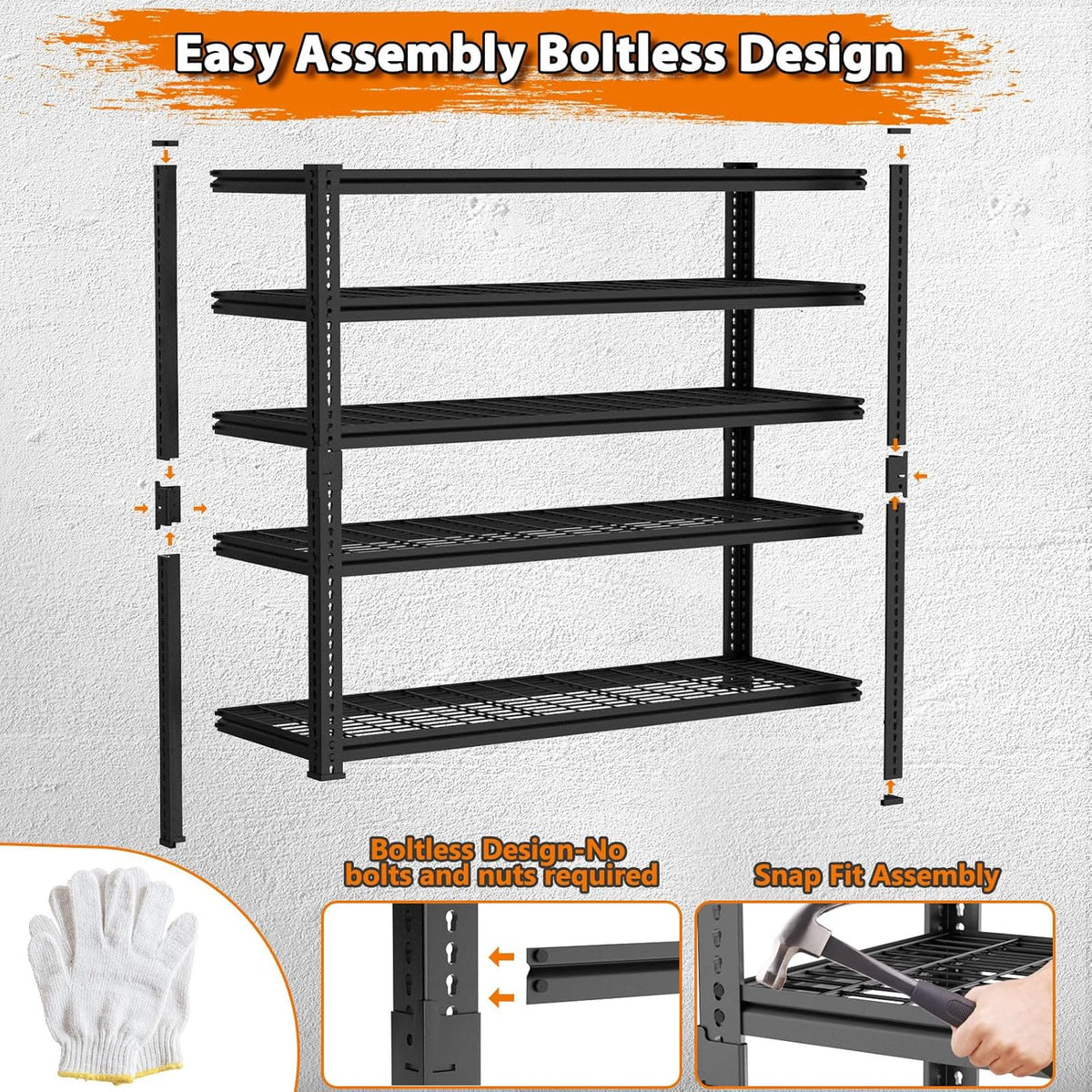Storage Shelves Heavy Duty, 3 PCS 36"L x 16"W x 72"H Garage Wire Shelving Unit Loads 2400LBS, 5-tier Adjustable Metal Industrial Utility Shelf Rack for Kitchen, Laundry, Pantry, Warehouse, Basement