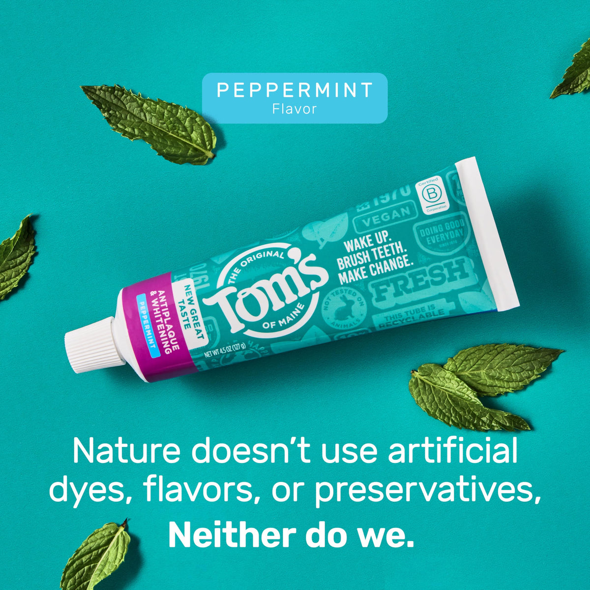 Tom's of Maine Antiplaque and Whitening Toothpaste, Peppermint, 2Pk, 5.5 oz