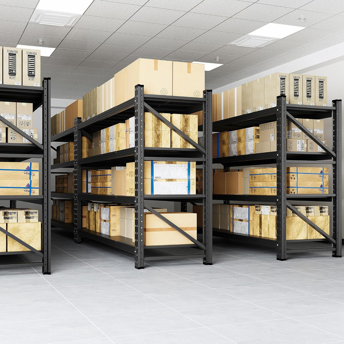 5000LBS Storage Shelves, 71" W Heavy Duty Garage Shelving Unit, Adjustable Industrial Shelving, 4 Tier Metal Shelving for Garage, Supermarket, Warehouse, 71" W x 24" D x 70" H