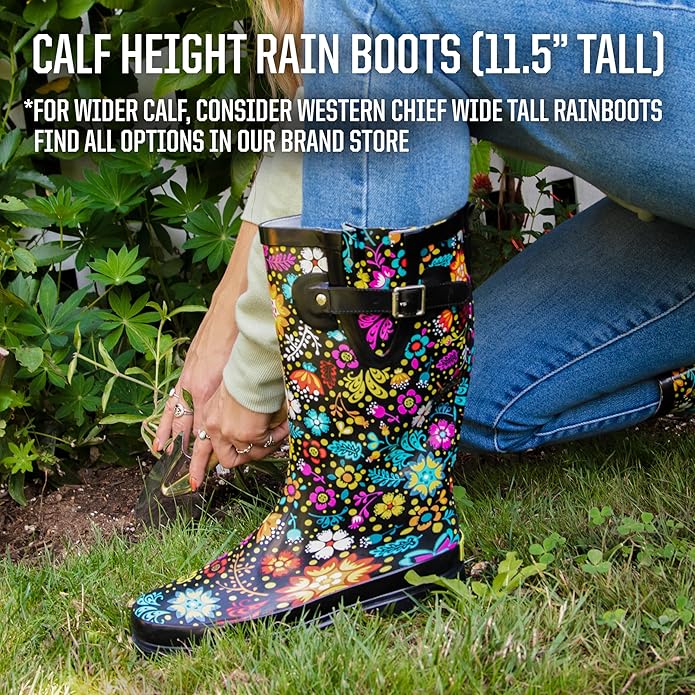Western Chief Women's Tall Waterproof Rain Boot Outdoor Garden Shoes