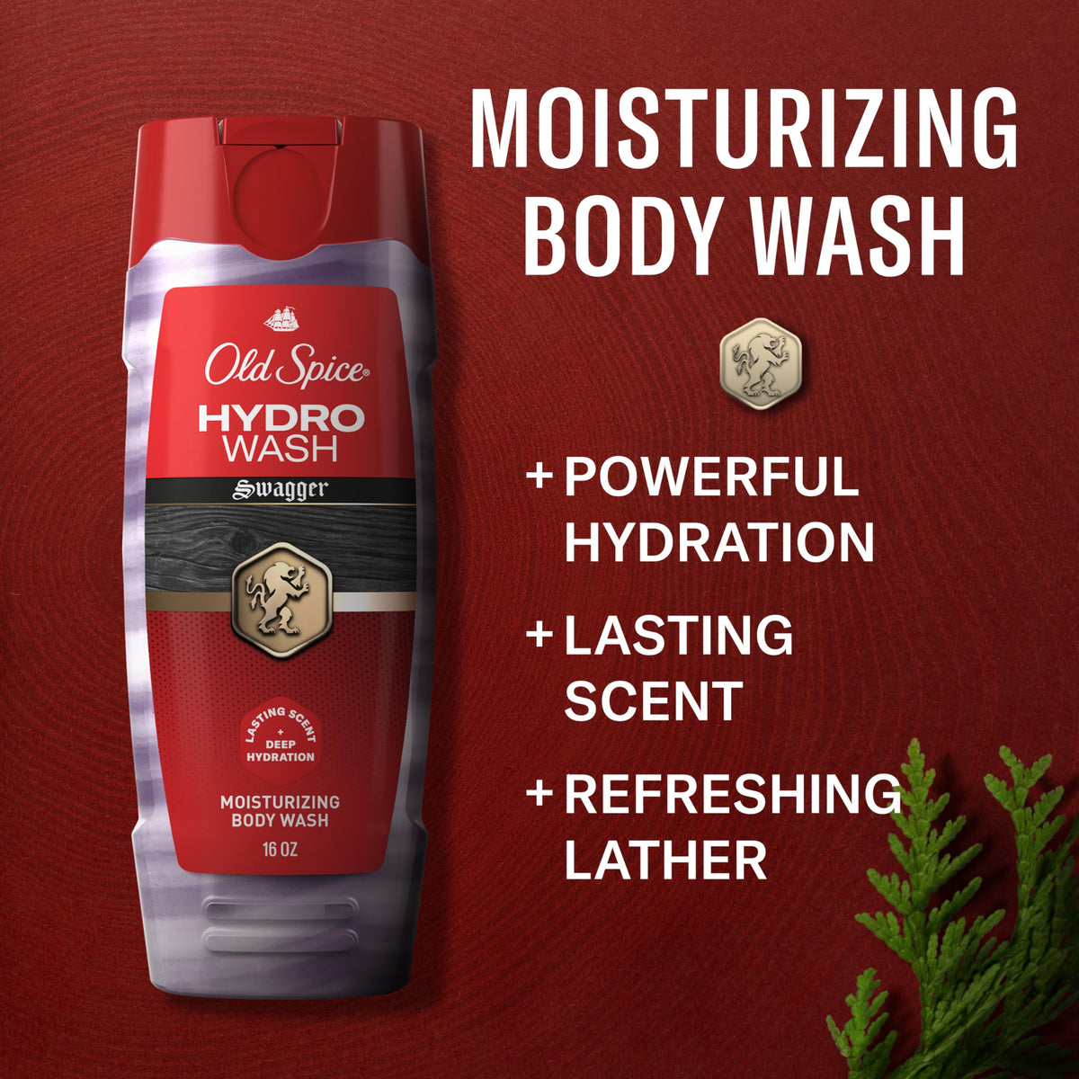 Old Spice Moisturizing Body Wash for Men, Hydro Wash, 2-in-1 Long Lasting Scent & Deep Hydration, 24/7 Shower Fresh, Smoother Swagger Scent, 16 oz (Pack of 4)