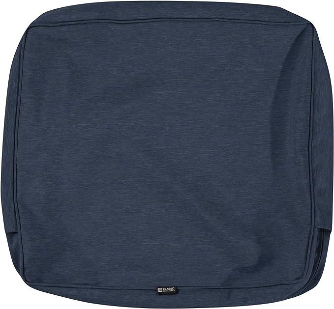 Classic Accessories Montlake Water-Resistant 25 x 22 x 4 Inch Patio Lounge Back Cushion, Heather Indigo Blue, Outdoor Loveseat Cushions