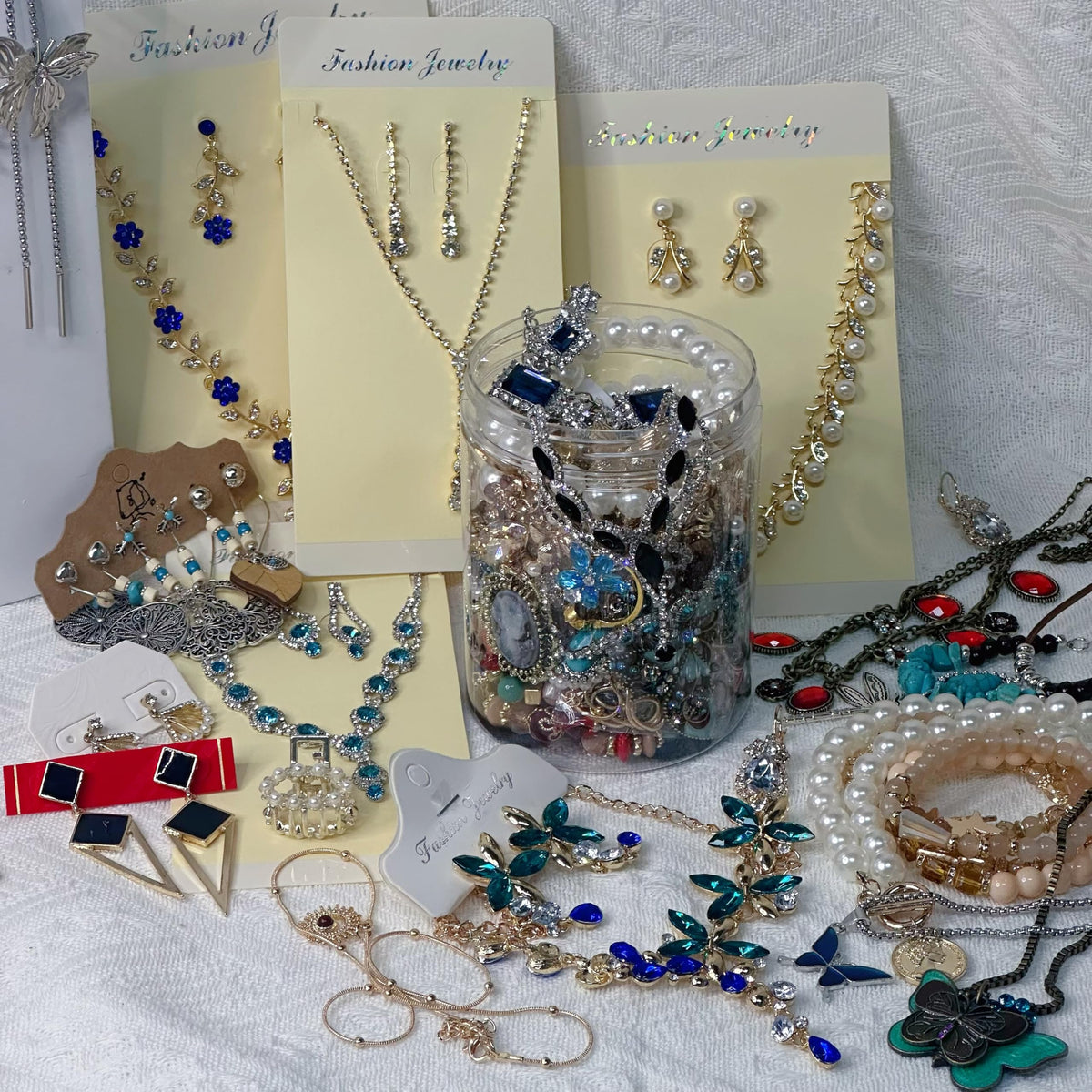 Mystery Jewelry Jar for Women, Gothic Witchy Jewelry Gift Set(Goth Boho Mixed Punk Everyday Necklaces,Earrings, Rings,Bracelets/Bangles),Unique Alternative Fashion Romantic Present for Her(Elegant Vintage Style - 25+Pcs)