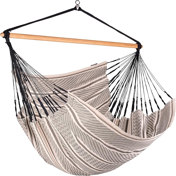 La Siesta® - XL King Habana Cotton Hanging Hammock Chair, Indoor Outdoor Hammock Swing Chair, Boho Hanging Chair Bedroom Patio, Max 355 Lbs, Zebra