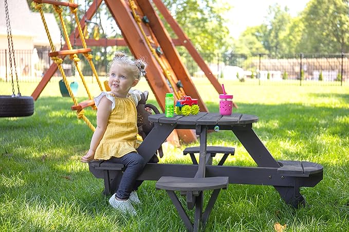 Jack & June Circular Cedar Picnic Table – 100% Cedar Wood – Weather Resistant – Perfect for Outdoor Dining and Entertaining