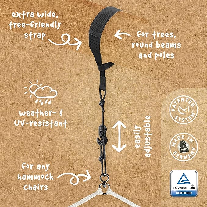LA SIESTA® Large Comfort Domingo Hammock Chair Swing & Tree Mount Kit - Suspension Kit for Trees Beams Posts - Weatherproof, Outdoor Indoor Hammock Swing - Hanging Chair for Bedroom Patio - Toucan