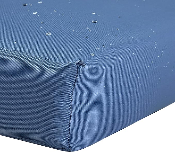 Classic Accessories Ravenna Water-Resistant 25 x 25 x 5 Inch Square Patio Seat Cushion Slip Cover & Foam, Empire Blue, Lounge Chair Cushion
