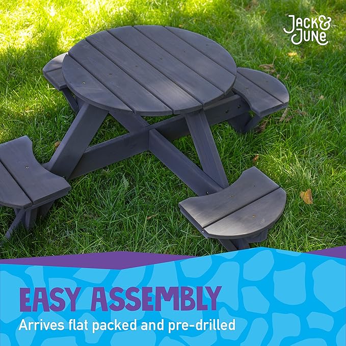 Jack & June Circular Cedar Picnic Table – 100% Cedar Wood – Weather Resistant – Perfect for Outdoor Dining and Entertaining
