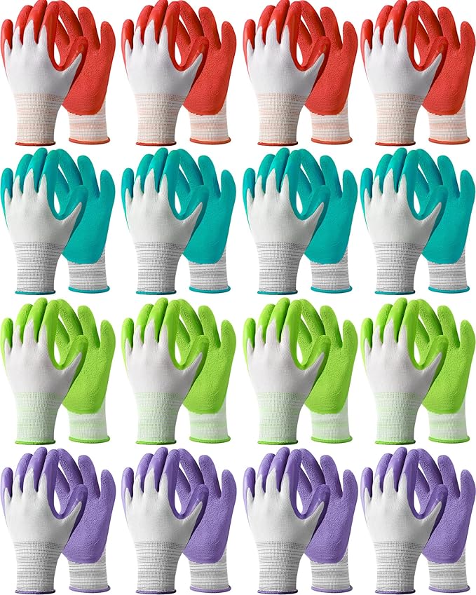 Irenare 16 Pairs Gardening Gloves Bulk for Women Breathable Rubber Coated Yard Garden Gloves Outdoor Protective with Grip