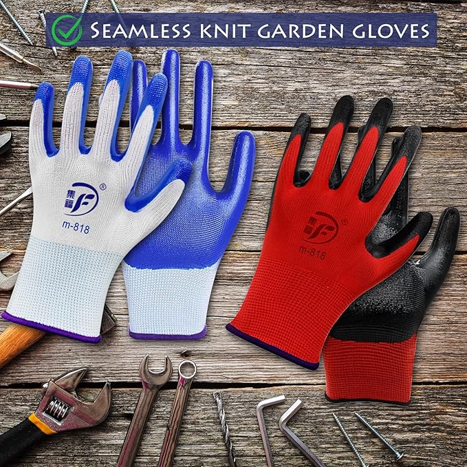 48 Pairs Garden Gloves for Women Men Breathable Rubber Coated Yard Safety Work Thorn Proof Work Gloves