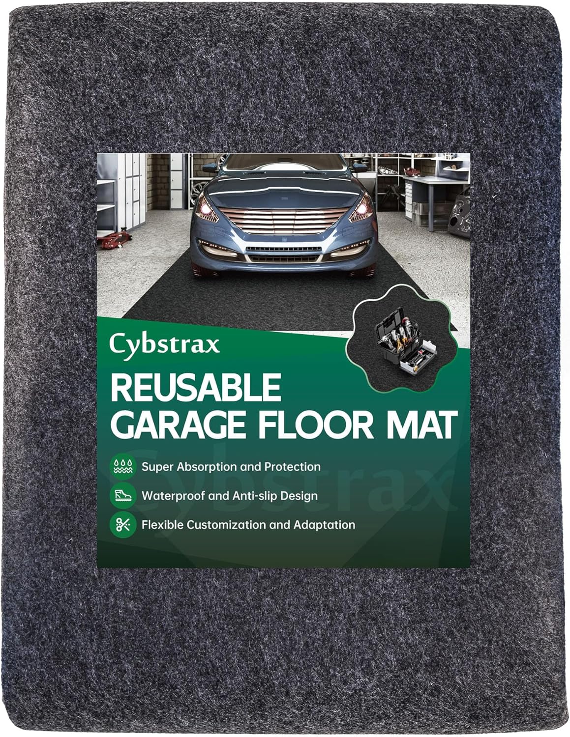 Oil Spill Mat - 96" x 48" Absorbent Oil Garage Floor Mat for Under Car - Protect Driveway from Drips, Spills, Stains, Reusable & Durable Garage Floor Protection Mat with Waterproof Backing