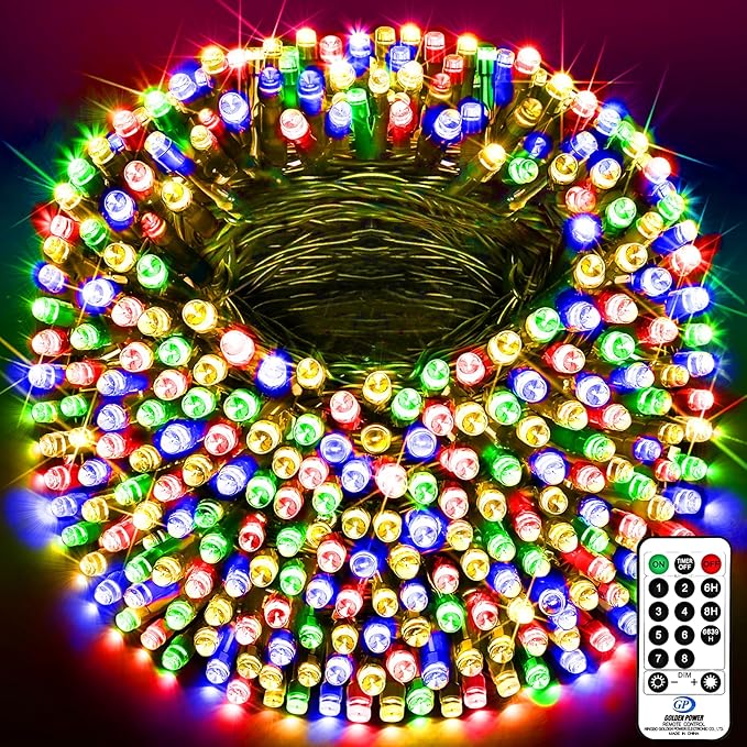 KNONEW 403FT 1000 LED Christmas Lights Outdoor String Lights 8 Modes & Timer Fairy Light Plug in Waterproof LED String Lights for Xmas Yard Tree Wedding Party Holiday Decorations (Multicolor)