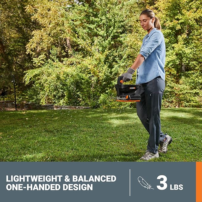 WORX 20V Cordless Seed Spreader 6-Speeds 5-Ft. Max Distance, Fertilizer Spreaders 8 Flow-Rate Settings, Broadcast Spreader Easier Than Hand Spreaders for Lawns WG869.9 – Tool Only