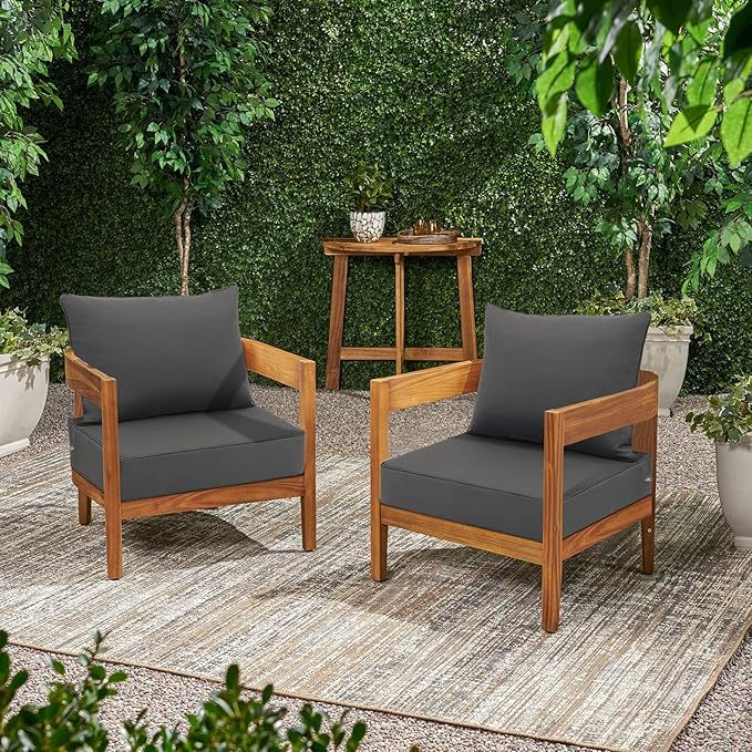 Favoyard Outdoor Seat Cushion Set 24 x 24 Inch Waterproof & Fade Resistant Patio Furniture Cushions with Removable Cover Deep Seat & Back Cushion with Handle and Adjustable Straps for Chair Sofa Couch