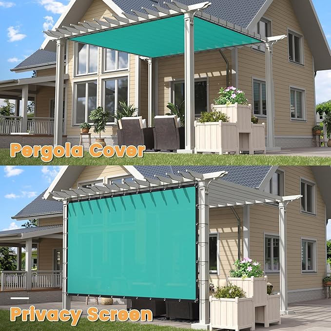 VICLLAX Shade Fabric Sun Shade Cloth with Every 2 FT Grommets for Patio Garden Pergola Cover Canopy 21x24 FT, Turquoise