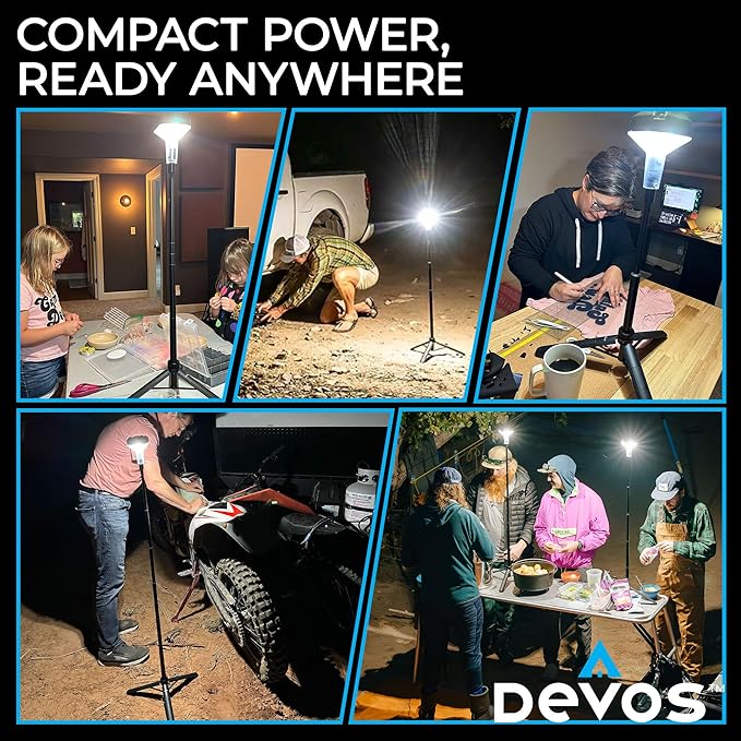 DEVOS - LIGHTRANGER 800 Mini Telescoping Camp Light, 4.5 Tall with 800 Lumens, Ultra Compact & Portable, Rechargeable LED Lantern, Up to 30-Hour Runtime, 1 Year Warranty, Includes Carry Case