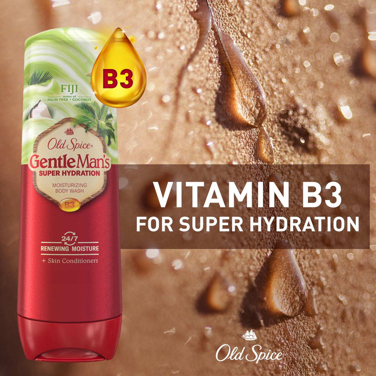 Old Spice GentleMan’s Super Hydration Body Wash for Men, Moisturizing Shower Gel for Dry Skin, 24/7 Renewing Moisture with Skin Conditioners, Fiji with Palm Trees + Coconut Scent, 20 oz