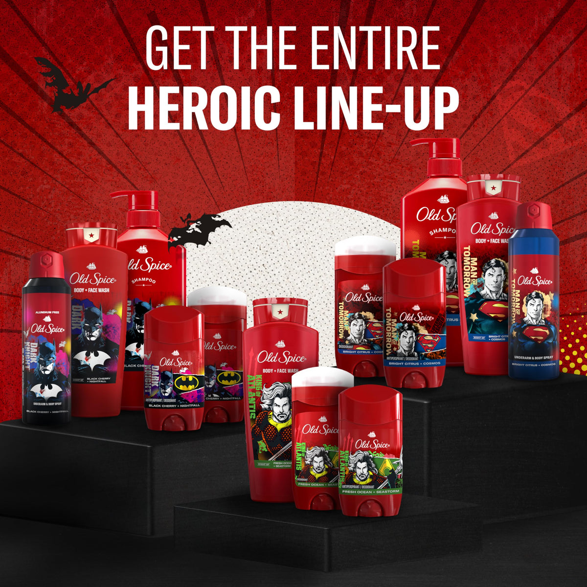 Old Spice Body Wash for Men, Batman: Dark Night, 3X Defense, 24/7 Shower Fresh with Lasting Scent, Cleansing 2-in-1 Body & Face Wash, Smell Like a Hero, Black Cherry and Nightfall Scent, 24 oz