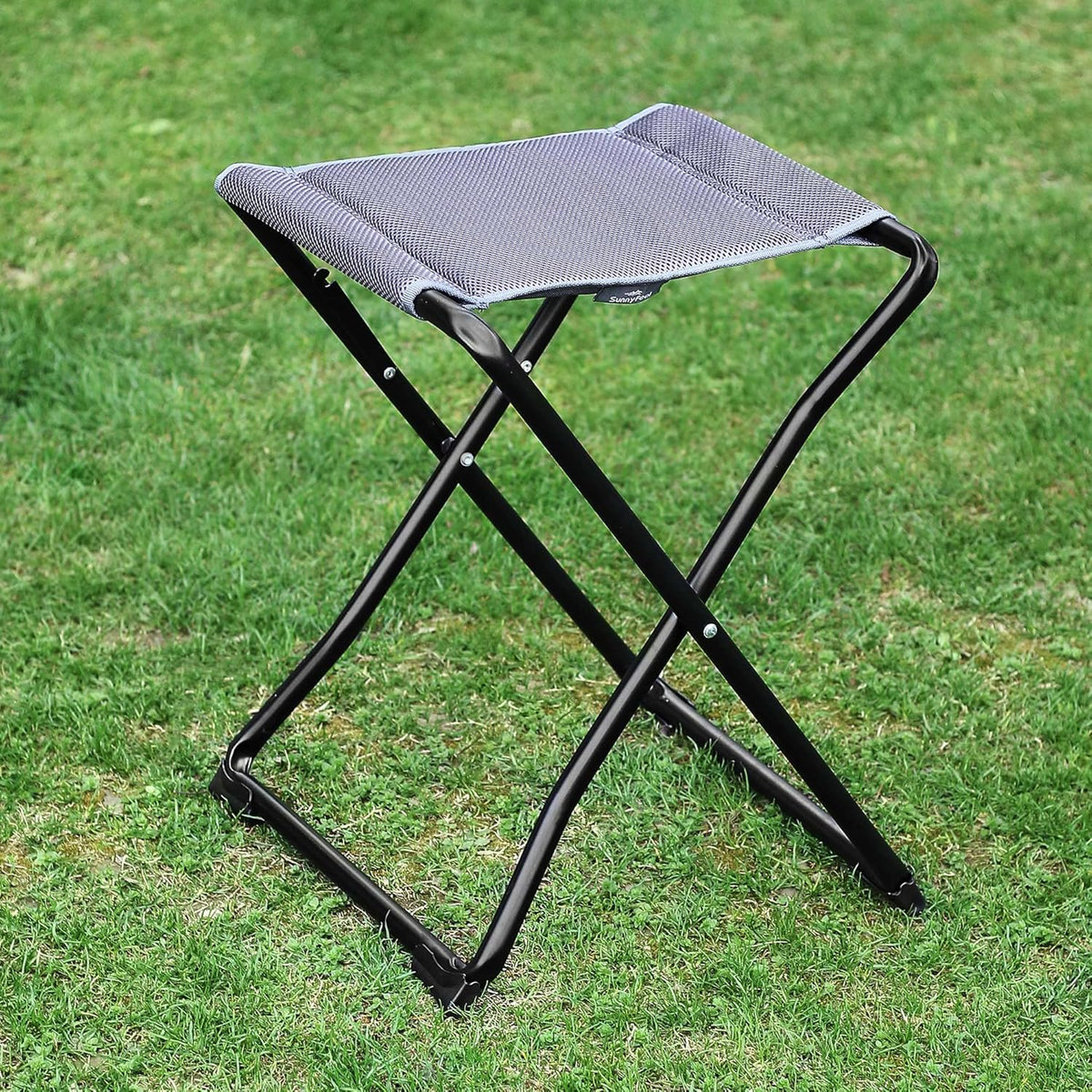SUNNYFEEL 3 in 1 Folding Camping Table and Stool, Footrest, Lightweight Up to 300 LBS, Easy to Carry, Portable Camp Stool for Beach, Fishing, Trip, Picnic, Lawn, Concert Outdoor