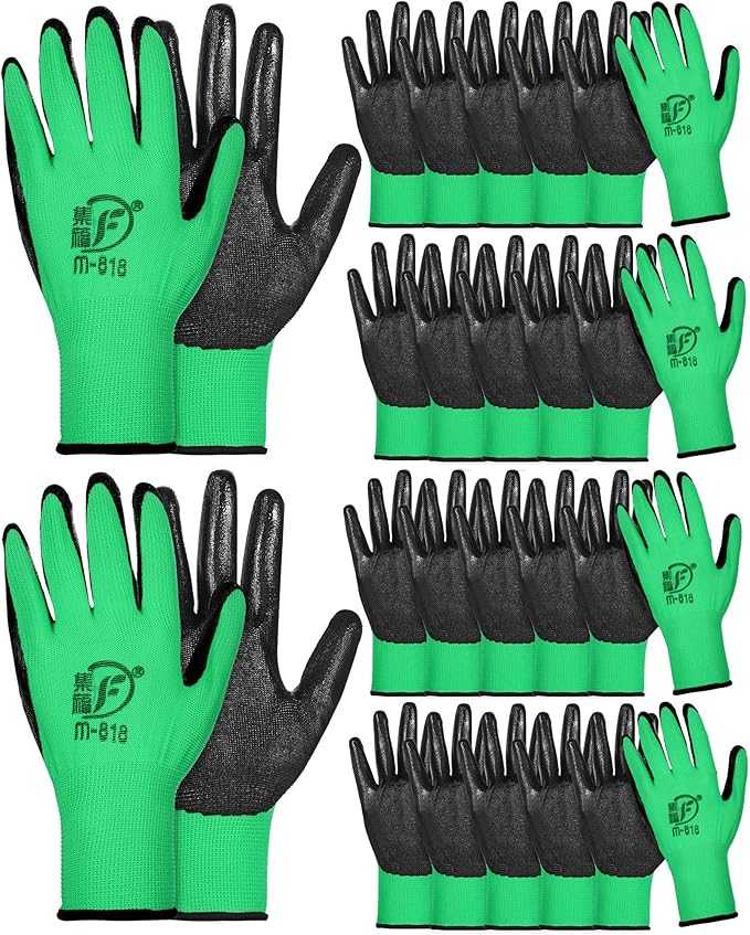 Nuogo 24 Pairs Gardening Gloves for Men Women Rubber Coated Landscaping Work Gloves Safety Work Construction