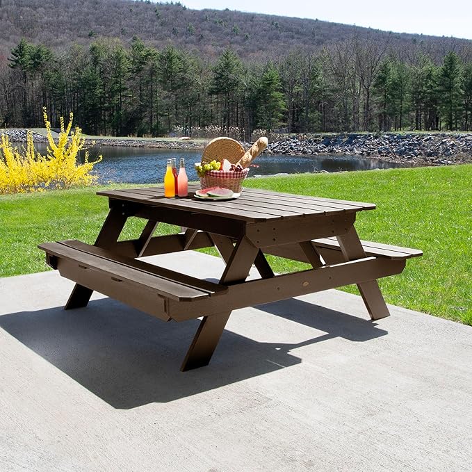 Highwood Hometown Picnic Table, 6 Foot, Weathered Acorn