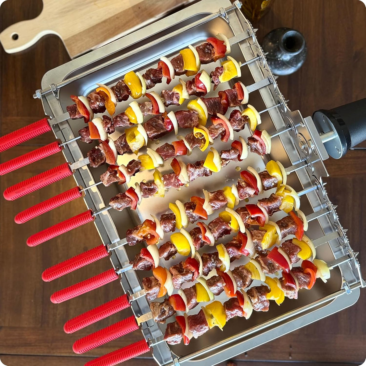 𝗦𝗽𝗶𝗻 𝗚𝗿𝗶𝗹𝗹 Add-On for Charcoal 𝗞𝗮𝗯𝗼𝗯 𝗚𝗿𝗶𝗹𝗹 – Automatic 10-Skewer Rotating System with BBQ Motor. Only works with 𝗞𝗮𝗯𝗼𝗯 𝗚𝗿𝗶𝗹𝗹 by North Grills.