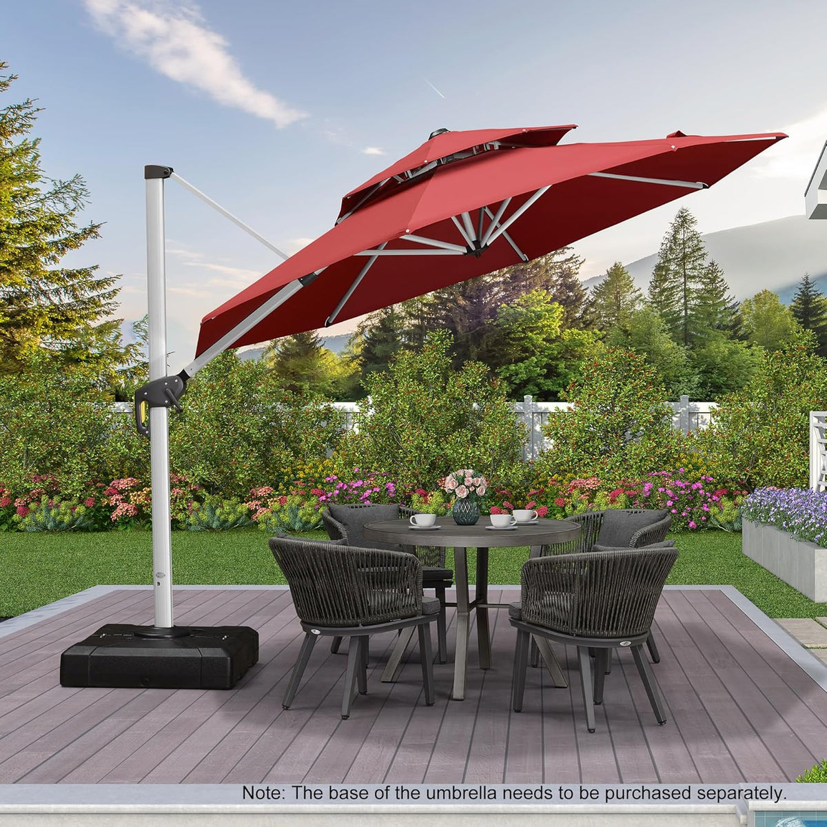 PURPLE LEAF Patio Umbrella 10 Feet Outdoor Round Umbrella Large Cantilever Umbrella Windproof Offset Heavy Duty Sun for Garden Deck Pool Patio, Terra