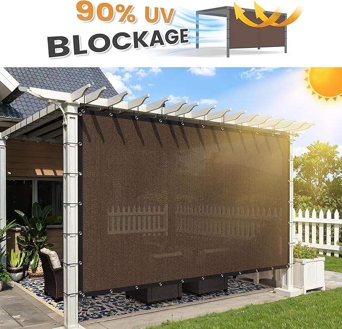 VICLLAX Shade Fabric Sun Shade Cloth with Every 2 FT Grommets for Patio Garden Pergola Cover Canopy 3x16 FT, Mocha