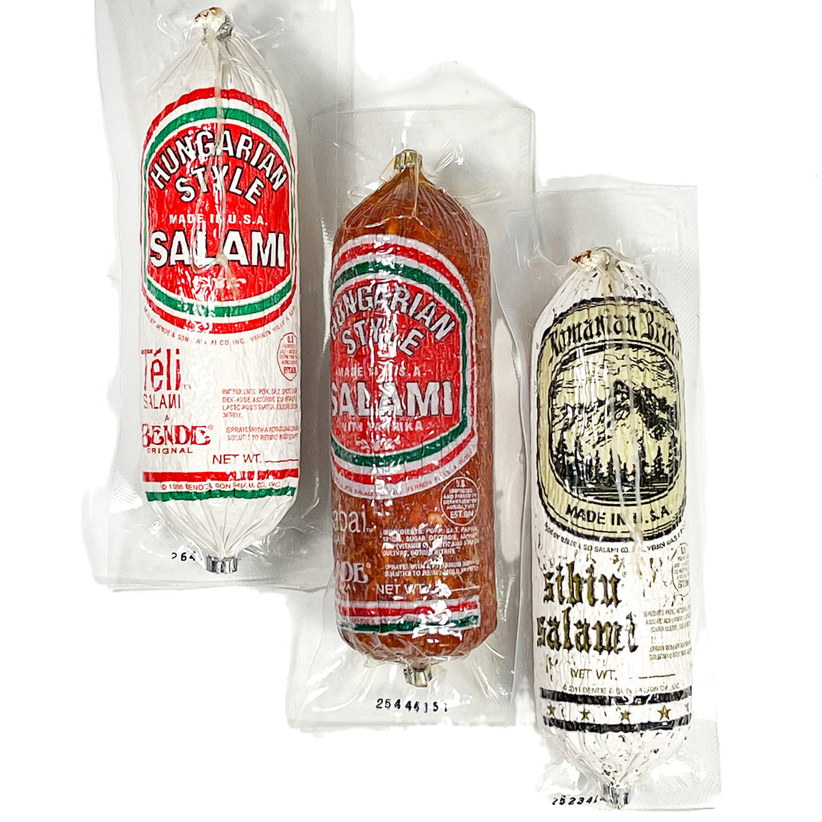 Sibiu, Csabai, Teli Salami, Hungarian and Romanian, Pork and Paprika Brand Dry Aged Sausages, Pack of 3, Gourmet Gift