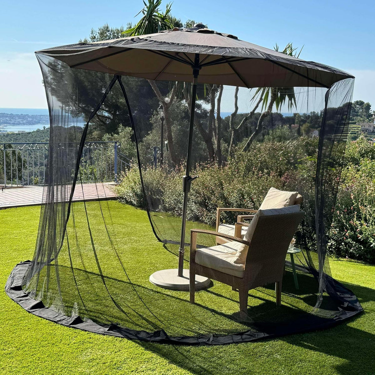 Mosquito Net for Umbrella 9.2 FT | Large Sizes & Fabric Designed for Outdoors | Insect House Screen Netting for Patio, Porch & Garden Terrace | Outside Canopy Bug & Fly Protection Enclosure