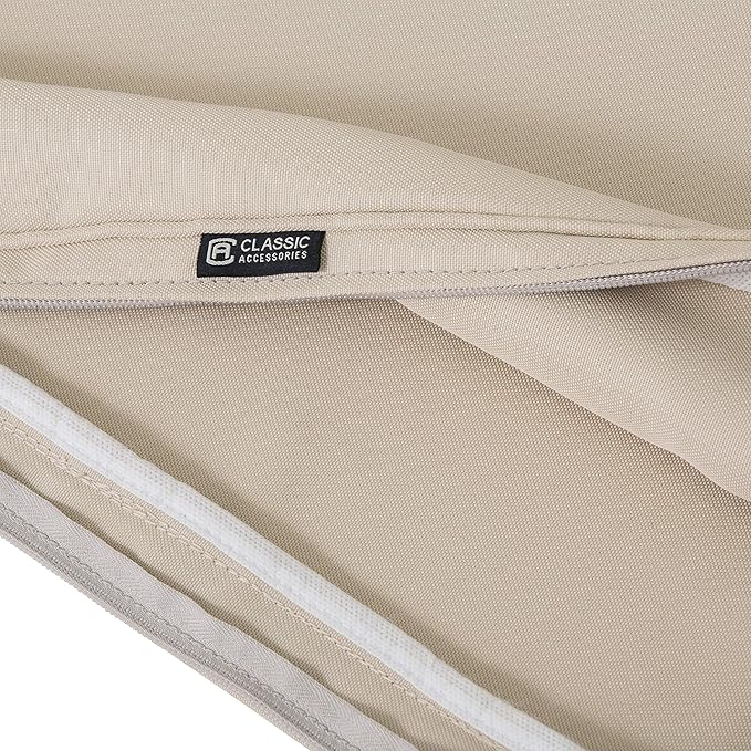 Classic Accessories Montlake Water-Resistant 23 x 22 x 4 Inch Patio Lounge Back Cushion, Antique Beige, Outdoor Loveseat Cushions