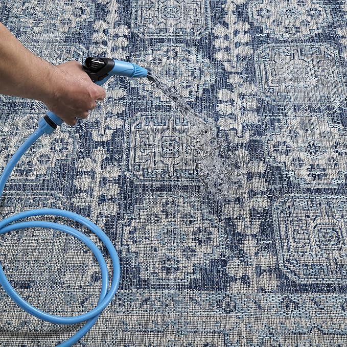 Keen Home Design Terrace Outdoor Area Rug - 6x9 Washable Indoor/Outdoor Rug for Patio, Kitchen, Balcony, Beach, Garden, Deck and Porch, Size: 6'x8'10"