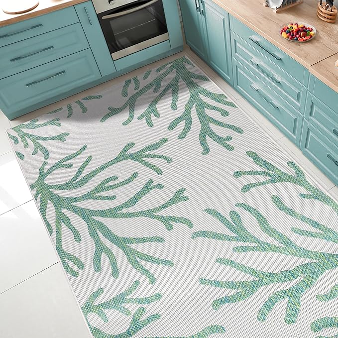 Keen Home Design Terrace Outdoor Area Rug - 10x14 Washable Indoor/Outdoor Rug for Patio, Kitchen, Balcony, Beach, Garden, Deck and Porch, Size: 10'x14'