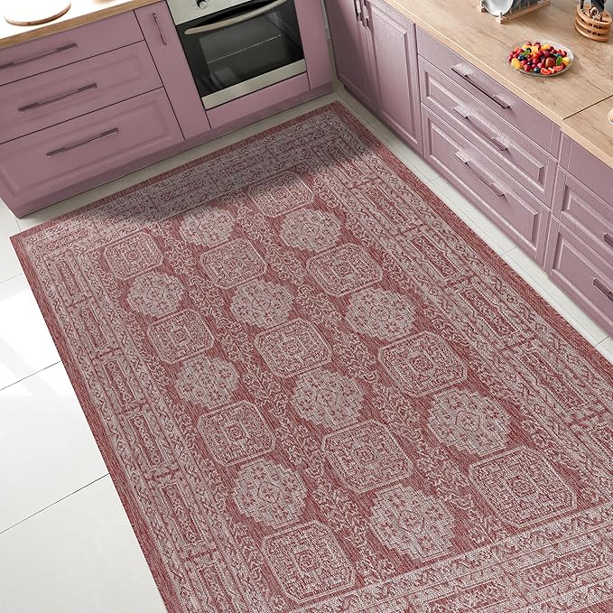 Keen Home Design Terrace Outdoor Area Rug - 4x6 Washable Indoor/Outdoor Rug for Patio, Kitchen, Balcony, Beach, Garden, Deck and Porch, Size: 3'10"x5'7"