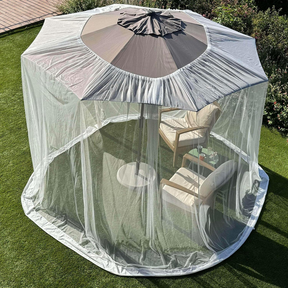 Mosquito Net for Umbrella 9.2 FT | Large Sizes & Fabric Designed for Outdoors | Insect House Screen Netting for Patio, Porch & Garden Terrace | Outside Canopy Bug & Fly Protection Enclosure