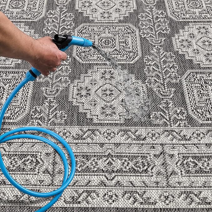 Keen Home Design Terrace Outdoor Area Rug - 4x6 Washable Indoor/Outdoor Rug for Patio, Kitchen, Balcony, Beach, Garden, Deck and Porch, Size: 3'10"x5'7"