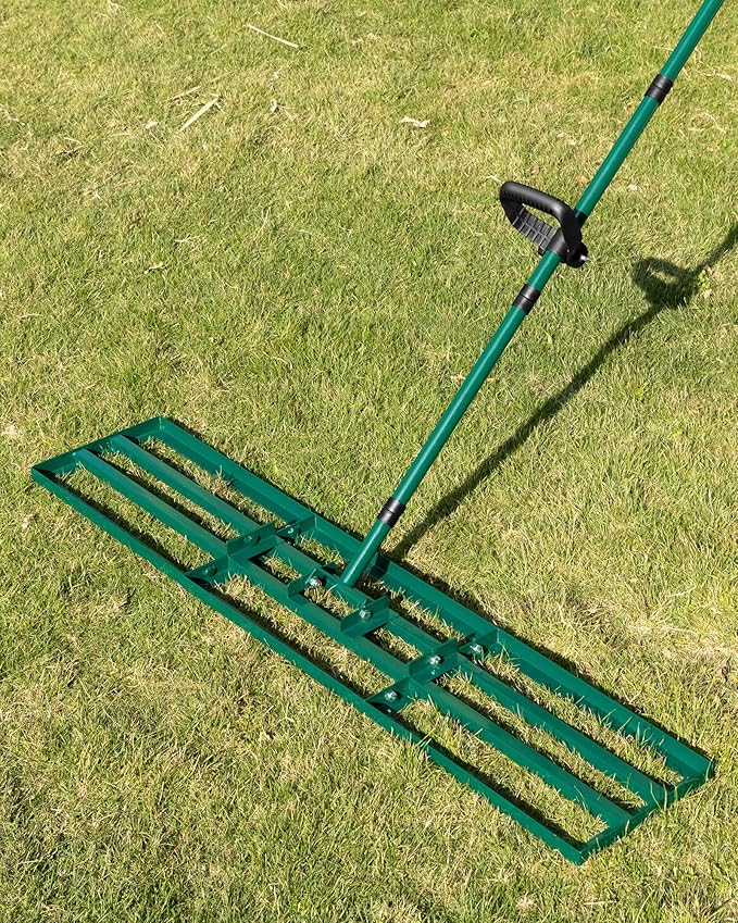Lawn Leveling Rake 48x10'', Yard Leveling Rake with 78'' Back-Saving Adjustable Handle, Stainless Steel Lawn Leveler Tool for Garden, Backyard, Farm, Golf Course